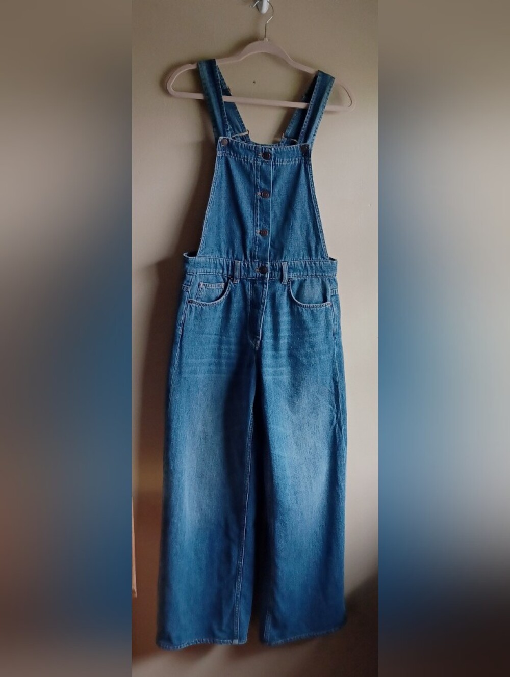 ME + EM Medium Wash Super Soft Wide Leg Overall Sz4